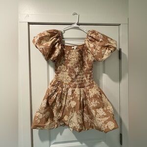 LoveShackFancy Floral Dress with Puff Sleeves